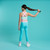 ADEE Bonini BNA504 Girls Blue Colourblock Sports Crop Top with Crossed Logo Straps - FLEX