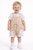 Mintini Baby Boys White/Beige Top & Short Dungaree Set MB7012