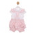 Mintini Baby Girls White/Pink Scallop Collar Top & Bloomer Dungaree Set MB7031