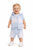 Mintini Baby Boys White/Blue Hooded Gilet, Top & Short Set MB7008