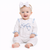 Mintini Baby Girls White/Blue Floral All in One Sleepsuit MB7136