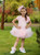 Daga Girls Ceremony Pink Dress with Large Flower Motif at Shoulder & Tulle Skirt M10425