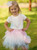 Daga Girls Ceremony White Top with Pink/Blue Sequined Flowers & Matching Tulle Skirt M1/26 (M10407 + M10408)