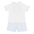 Blues Baby BB2280 Boys White Patterned Polo T-Shirt & Blue Short Set