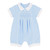 Amore AM0041 Boys Blue Smocked Romper with Pintuck & White Collar