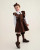 EXCLUSIVE Caramelo Girls Brown School Frill Pinafore with Bows 342142.