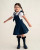 EXCLUSIVE Caramelo Girls Navy School Pleated Pinafore with Bow 342188.
