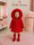 Kinder Boutique Red Alana Winter Bow Coat with Fur & Sparkle Detail