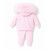 Kinder Boutique Rebecca Faux Fur Hood 2 Piece set with Bows - Pink