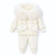 Kinder Boutique Rebecca Faux Fur Hood 2 Piece set with Bows - Cream