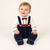 Emile et Rose -Kenneth Boys Navy Velour Tartan Trim Babygrow