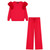 Girls Red Faux Fur Shoulder Knitted Lounge Set 3-13 Years 3021