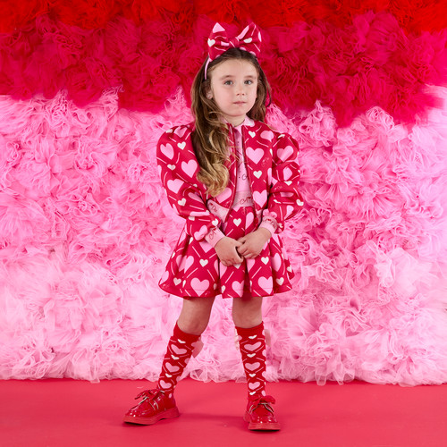 ADEE Girls Red Heart Printed Bomber Jacket - LISETTE (W251301