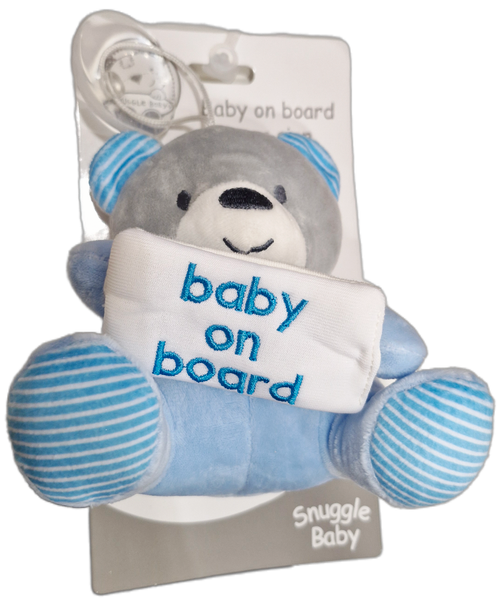 Nursery Time Soft Toy with ' Baby on Board ' Sign - Blue - 0869 ...