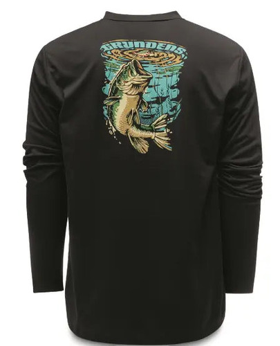 Grundens Bass Popper Long Sleeve Tech Tee "Black"