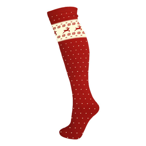 Manbi 14" Patterned Tube Socks Nordic Red