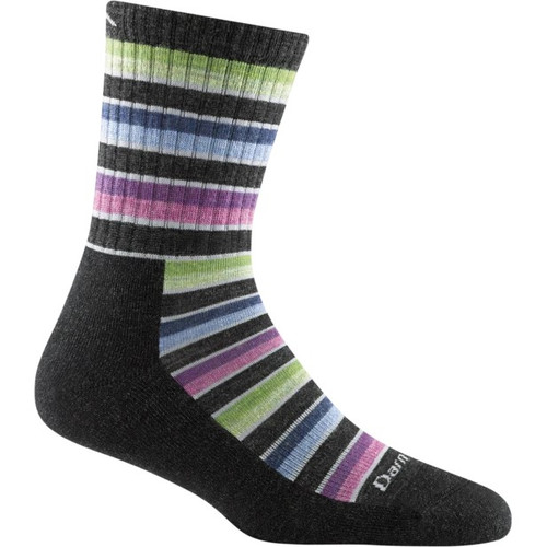 Darn Tough Women's Decade Stripe Micro Crew Cushioned Socks - Charcoal