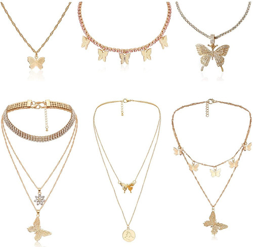 Butterfly Choker Necklaces for Women Gold Butterfly Pendant Necklace Chain Collar Necklaces