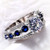 Colorful Oval Zircon Sapphire Eternity Ring Silver Plated Luxury Jewelry Wedding Party For Women Girls Gifts