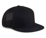 flat brim hats for big heads - black