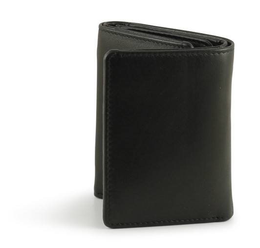 Leather Trifold Wallet - Black