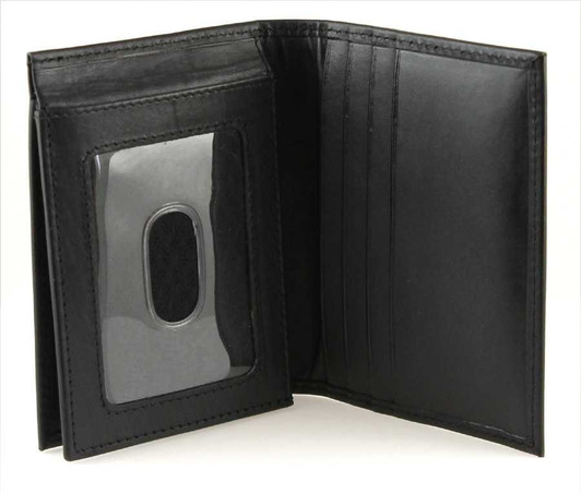 L Shaped Men's Wallet Black Open