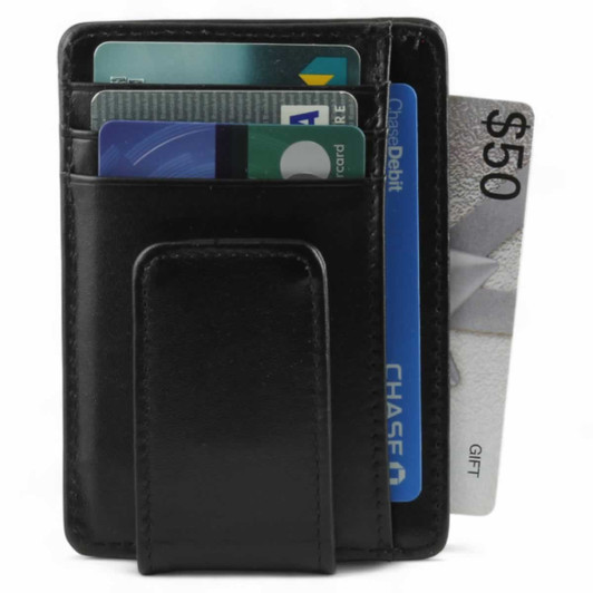 4 Card Slots Magnetic Money Clip - Black