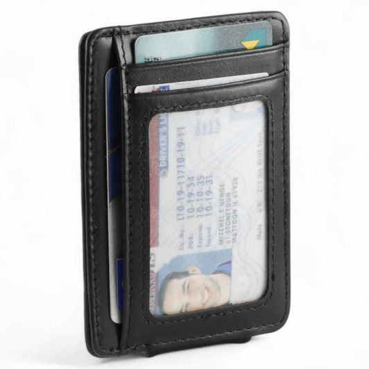 Slim Leather Magnetic Money Clip - Black