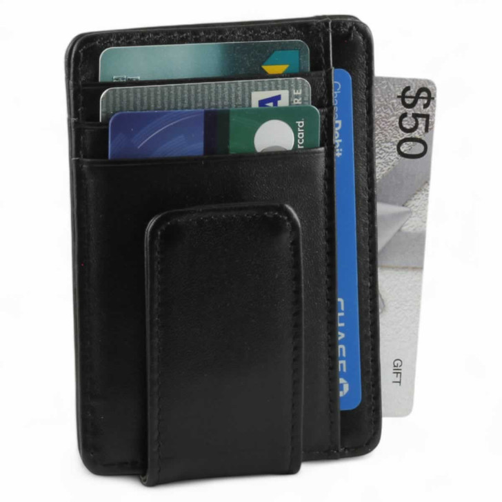 Leather Magnetic Money Clip - Black