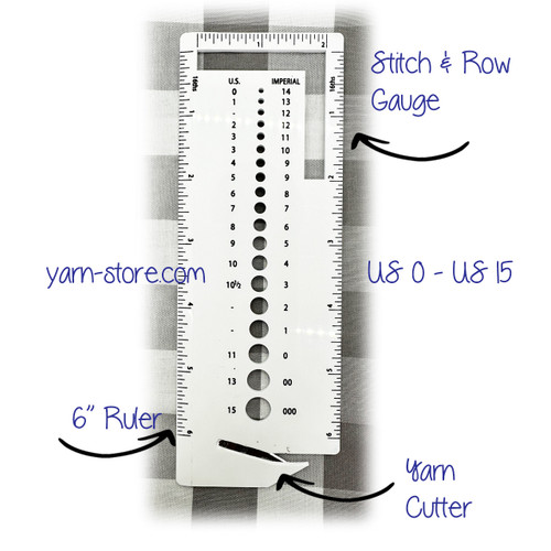 Our image of the details of the Pony Knitting Gauge US measurement side