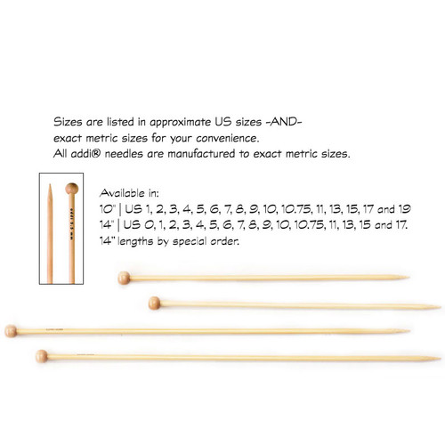 addi Bamboo Single Point Knitting Needles US#4 (3.5mm) 10"