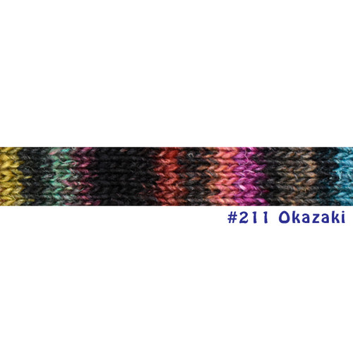 Manufacturer's image of a knitted sample featuring the amazing color changes in this Silk Garden #211 Okazaki
