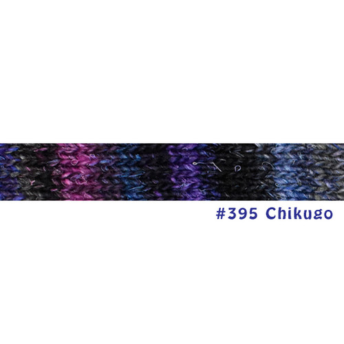 Manufacturer's image of a knitted sample featuring the amazing color changes in this Silk Garden Chikugo 395