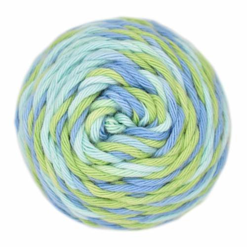 yarn end view of skein of Queensland Collection Yarns Coastal Cotton Coral Reef in color Green Turtle 5008