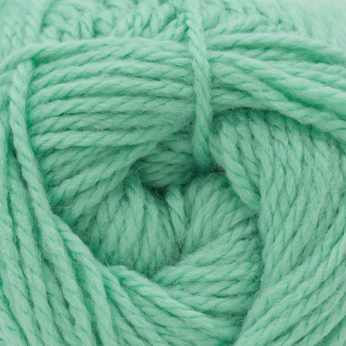 Manufacturer's closeup image of Cascade Yarns Cherub Aran – Beach Glass 131, Soft blue-green yarn with coastal charm. Cascade Cherub Aran Beach Glass 131 is perfect for baby projects, accessories, and easy-care knits.