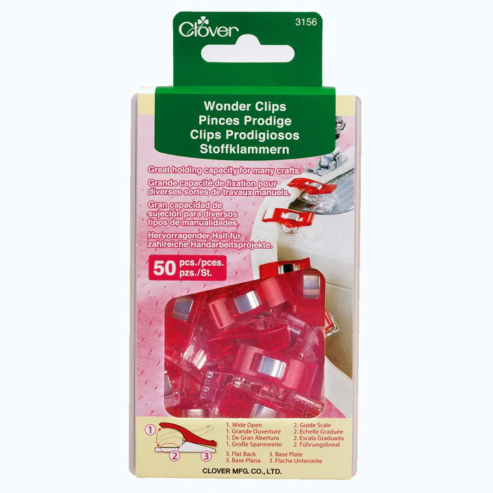 Clover Wonder Clips lucite box with 50 Clips #3156