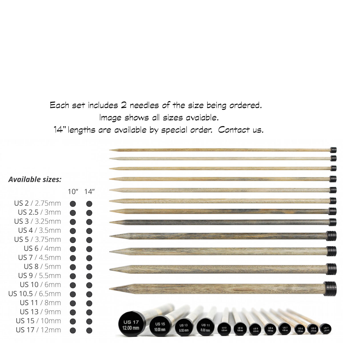Lykke Driftwood Single Point Knitting Needles US#10 (6mm) 10