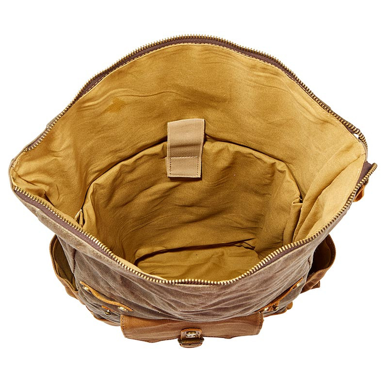 Vintage Waxed Canvas and Leather Rolltop Backpack - [Consumer]Cole