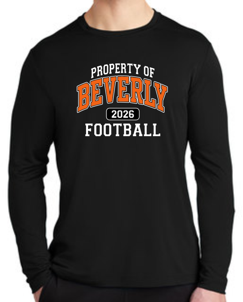 Property of Beverly High School Football Long Sleeve Performance Shirt