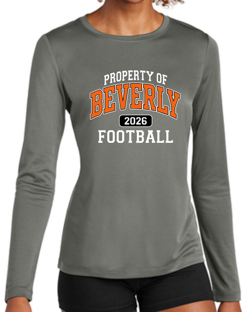 Property of Beverly High School Football Ladies Long Sleeve Performance Shirt