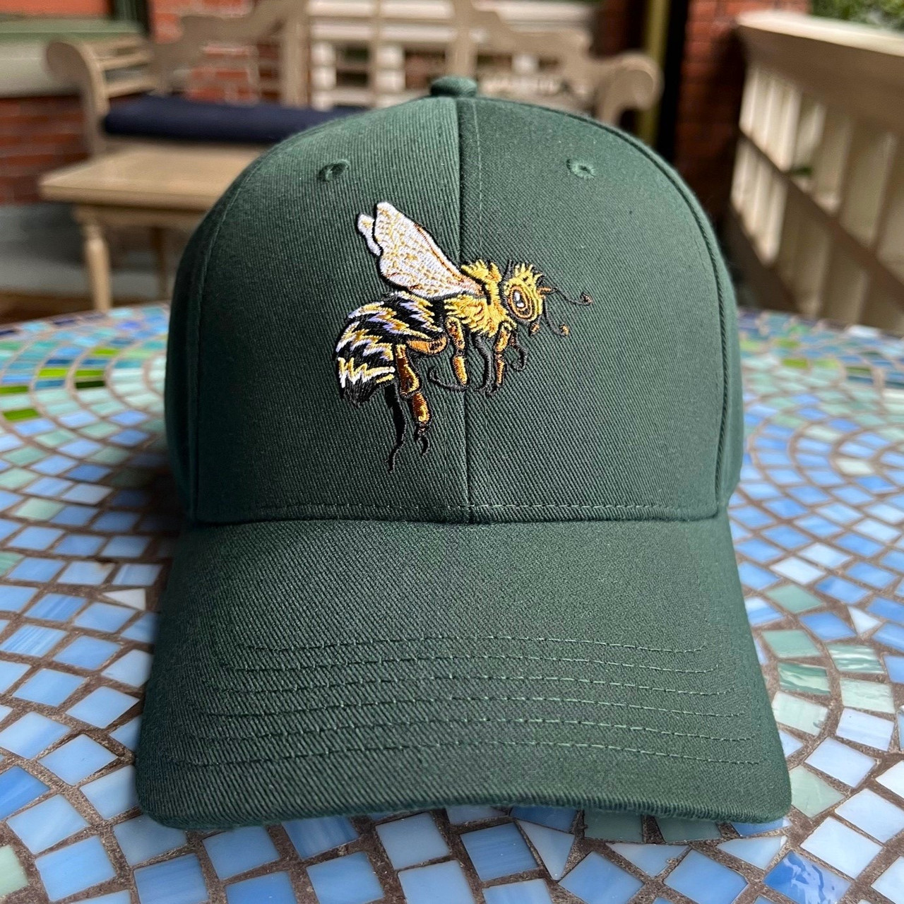 Custom Hat with Mushroom and Bee Design Baseball Cap Bee Happy – The Old Farmer main image 3