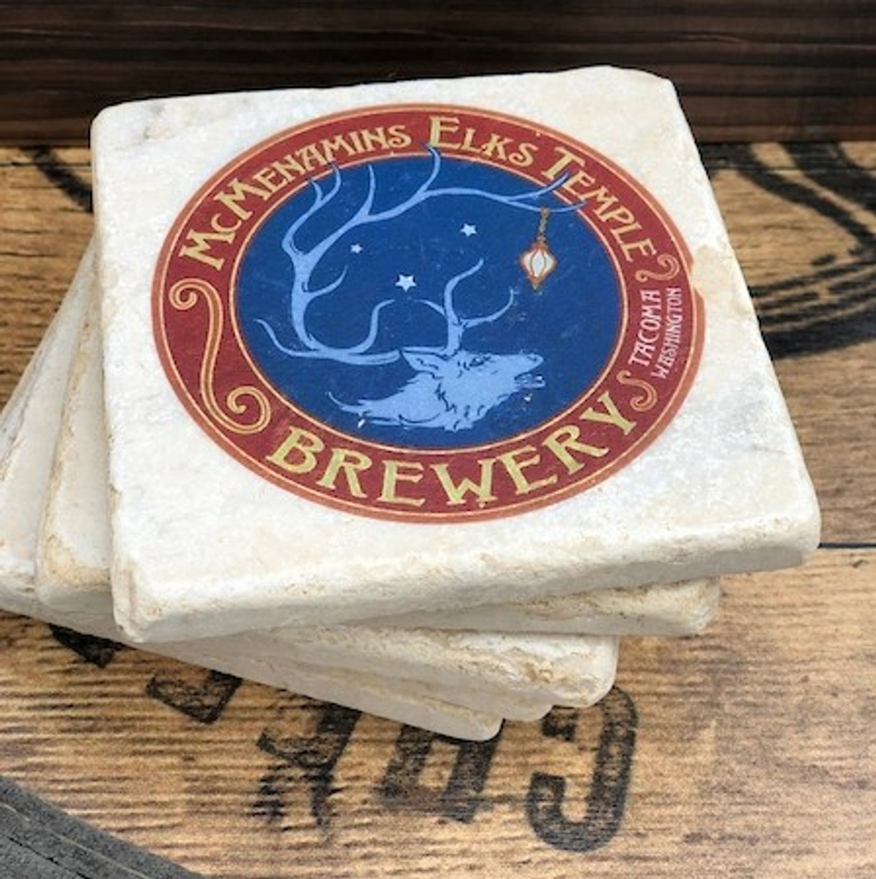 Elks Temple Brewery Wood Coaster