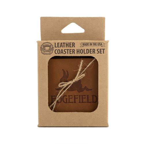 Edgefield Black Rabbit Leather Coaster Set