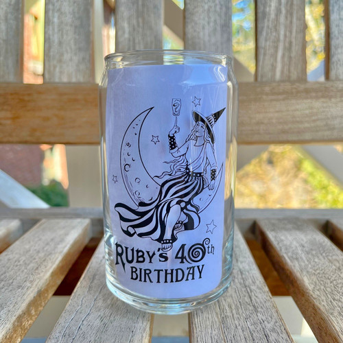 Ruby 40th Birthday Can Glass