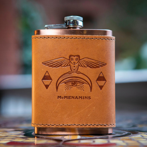 High Council Copper Plated & Leather Flask 8oz - McMenamins Online