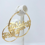 10K Gold Name Earring Basic Hoop with Butterfly