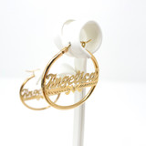 10K Gold Name Earring Basic Hoop with Heart