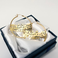 10K Gold Name Earring Basic Hoop with Butterfly