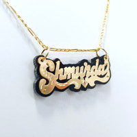 10K Gold Nameplate with Swirls