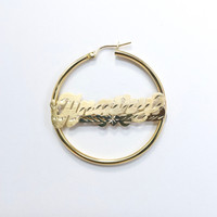 10K Gold Name Earring Basic Hoop with Accent Letter